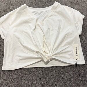 COMMENSE White Knot Front Top